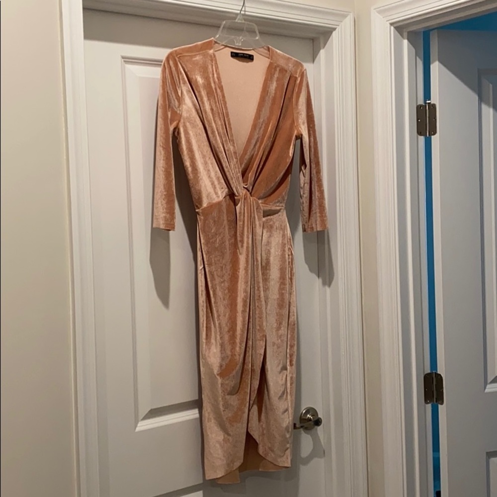 Beautiful Pink Velvet Zara Dress